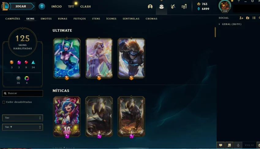 Conta Lol Platina Varias skins vitoriosas.