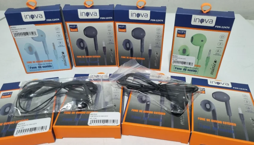 Fones de ouvido com fio para celular Inova modelo fon-12474