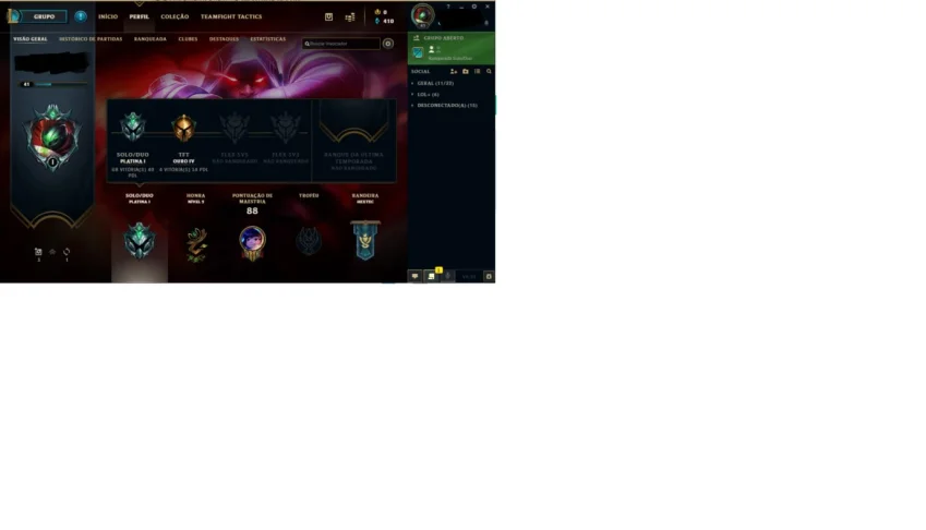 conta no lol platina 1