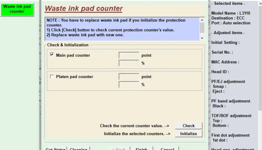 Reset Epson L3110