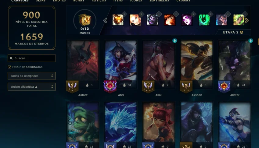 Conta lv 575, D4 2024, 558 skins, 322 cromas, all champs