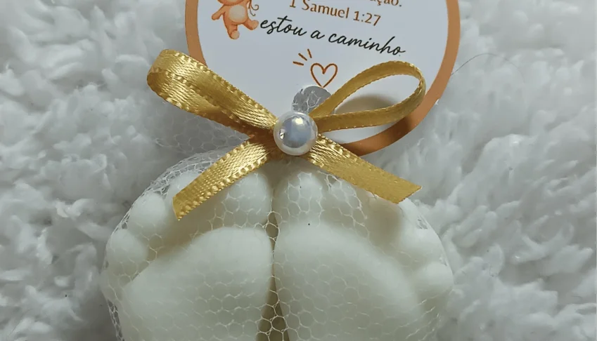 Pezinho Branco  - Kit 10 - Lembrancinhas Chá Revelação