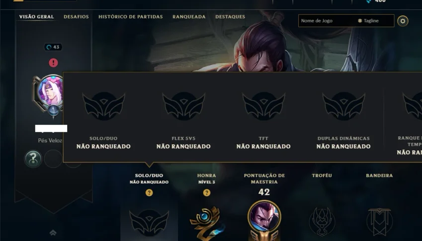 Unranked com 35 Champs e 14 Skins