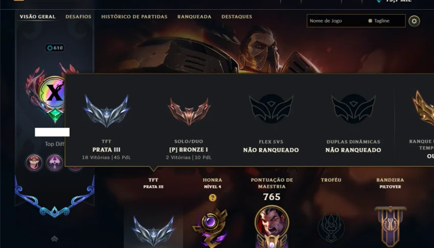 Bronze 1 com TODOS os Champs e 263 Skins ( TOP / MID / JG )