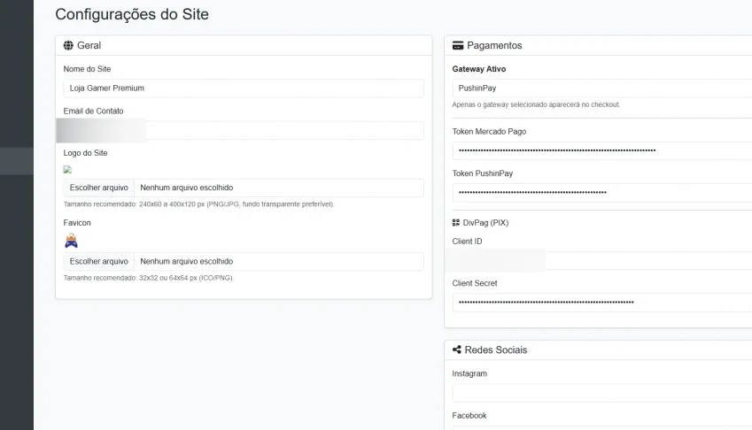 Script PHP Loja de Códigos de Acesso + Pagamentos Integrados