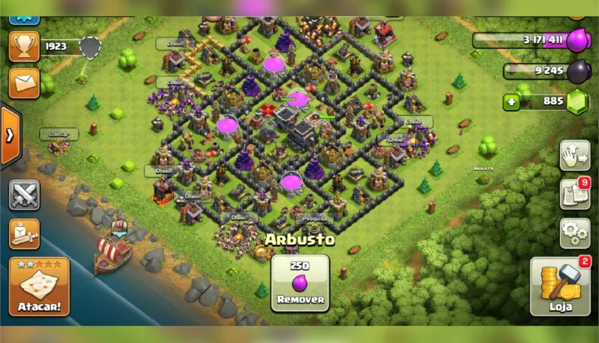 Conta cv 9 clash of clans quase full
