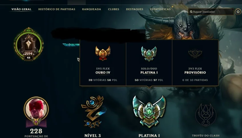 Conta com  26 skins 104 Champs e vários emotes
