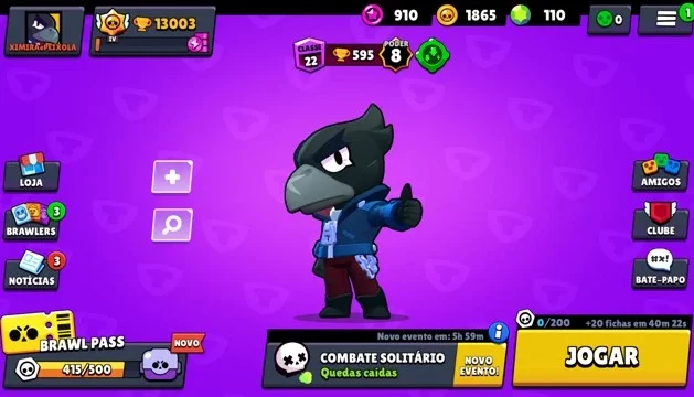 BRAWL STARS SEMI FULL C/ LENDÁRIO CORVO Class 20/ Power 8!