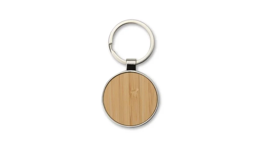 Chaveiro de Metal com Detalhe em Bambu