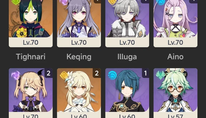Conta genshin com vários T5