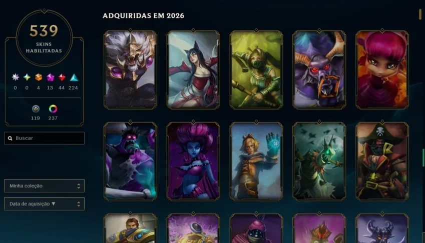 Conta lol Com + de 500 skins elo esmeralda