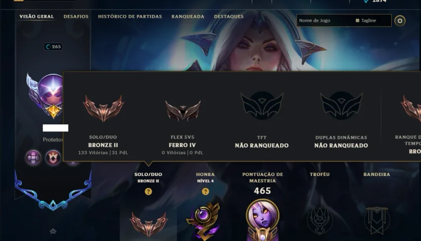 Bronze 2 com TODOS os Champs e 120 Skins ( ADC / SUP ) +RP