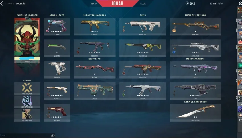 Conta Valorant 2580 reais gasto em skins