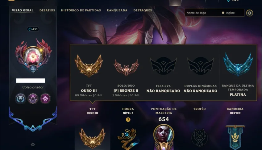 Bronze 3 com TODOS os Champs e 194 Skins ( MID / JG / ADC )