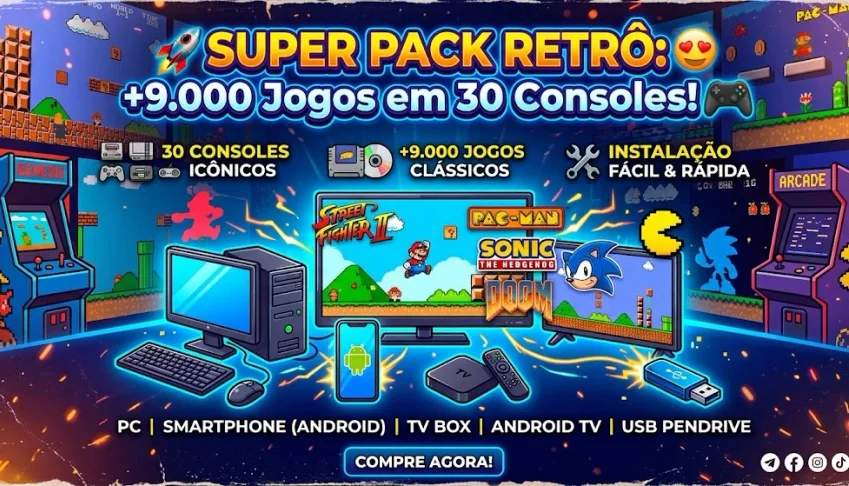 🚀 SUPER PACK: +9.000 Jogos em 30 Consoles! 🎮