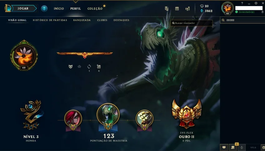 Conta LOL Level 49 Borda (Ouro) 1 soloq Borda (Prata) flex