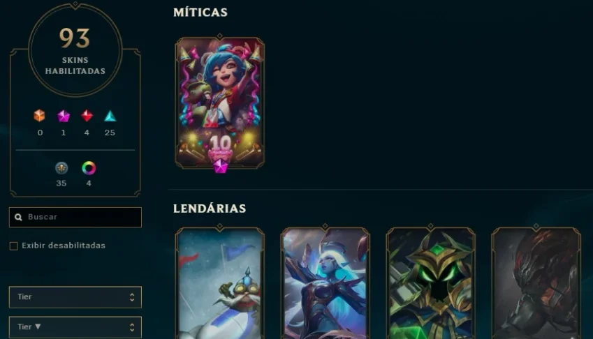 Acc LOL de 2014 Level 245 - Ouro IV - 93 Skins - Full Champs