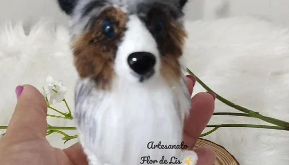 Miniatura Pastor Belga - Amigurumi de Crochê com Feltragem
