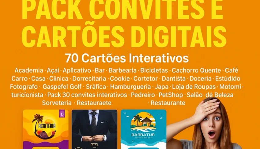 Pack Convites e Cartões Digitais em PNG