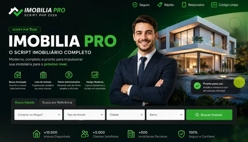 Imobilia PRO 2026 – Script PHP para Imobiliária com Painel