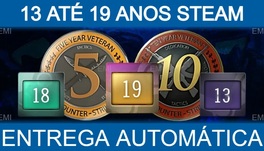 Conta Antiga Steam 10-19 Anos Medalhas 5 E 10 Anos De Serviç
