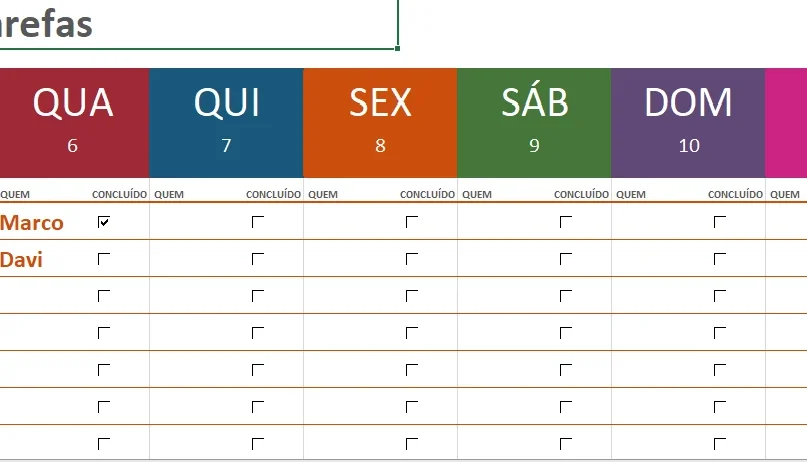 Planilha De Horarios De Tarefas Semanais - Editavel
