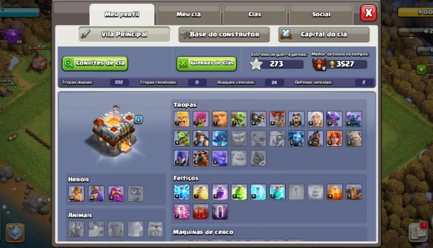 Clash of clans, cv10 full. Atualmente recém cv11