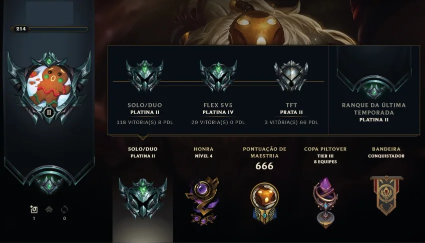 CONTA PLATINA 2, 265 SKINS, 85 EMOTES, 310 ICONES, 60 CHROMS