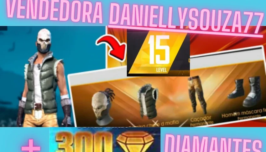 ✅Conta Free Fire Lv15 Com 300 Diamantes+Skin Rei Caveira