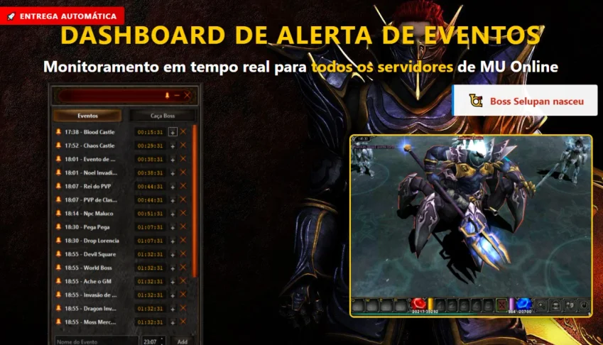 Mu Online Dashboard de Eventos