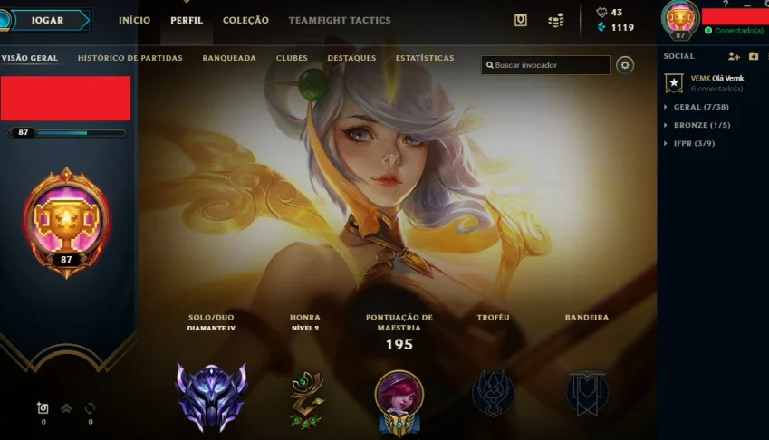 CONTA LEAGUE OF LEGENDS - 116 CHAMP - 97 SKINS - DIAMANTE