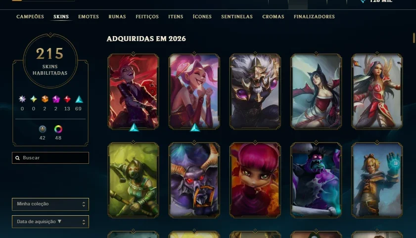 Conta Lol, Todos os campeões, +200 skins, + 10 anos de uso