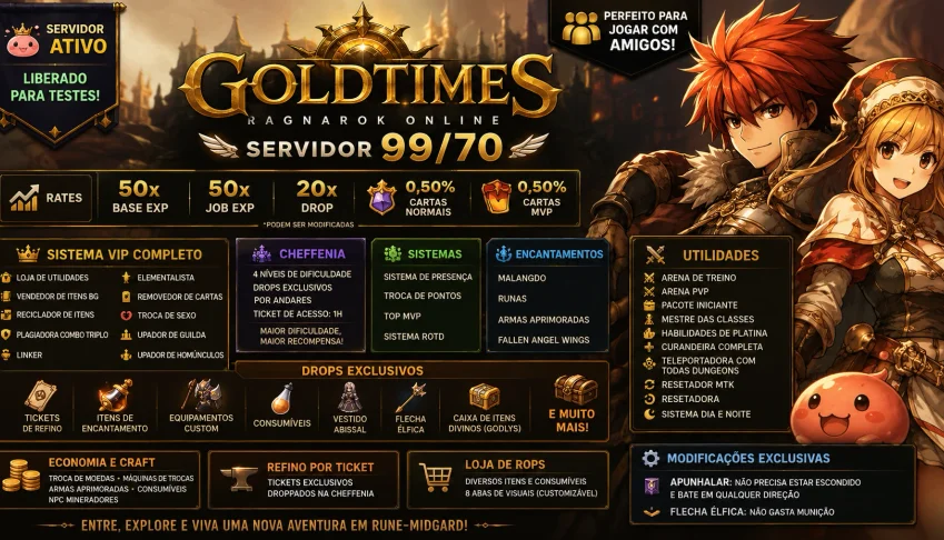 Servidor Ragnarok 99/70 GoldTimes