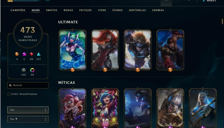 Conta League of Legends - nível 270 - 473 skins
