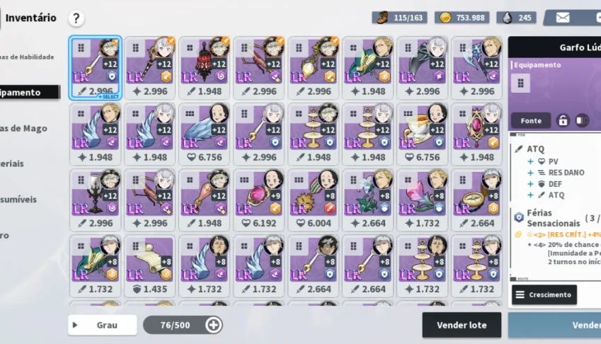 BLACK CLOVER M Julius + noelle s2 + cartas e outros SSR