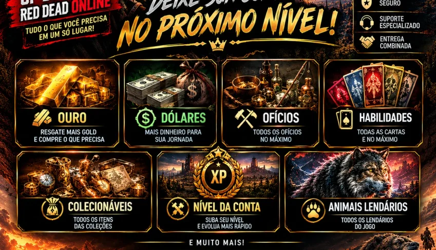 [PC]UP DE CONTA RED DEAD ONLINE - OURO, CASH, NÍVEL E OFÍCIO