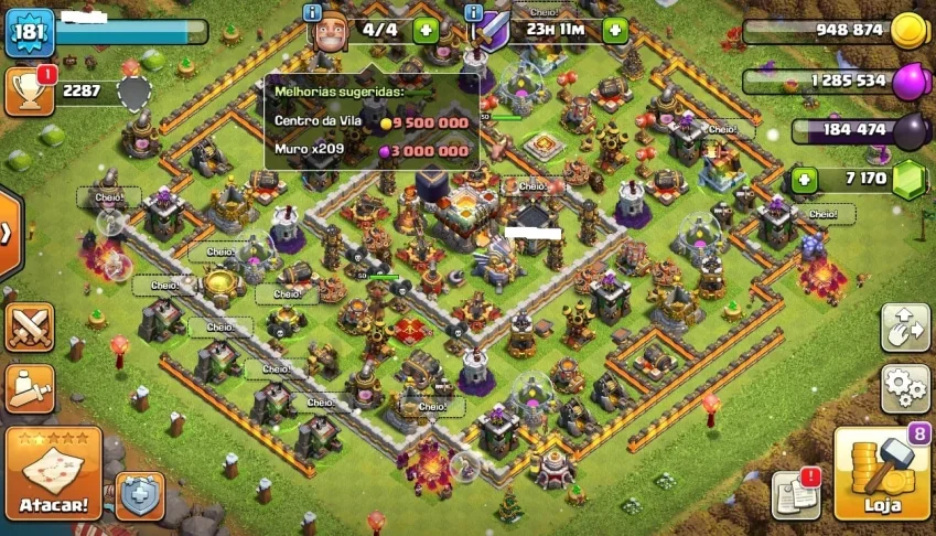 CV 11 FULL, 7 MIL GEMAS, 5 CONSTRUTORES, PODE TROCAR O NOME!