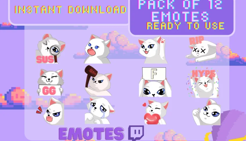 Gatinhos fofos emotes (twitch) (Pack de 12)