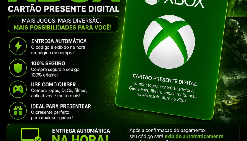 🎮 R$ 50 Gift Card Xbox – Cartão Presente Digital Oficial