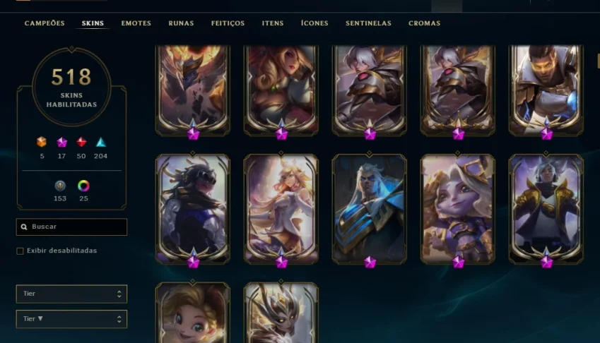 Vendo conta League Of Legends com 518 Skin, e 15 Skin Ed. Pr