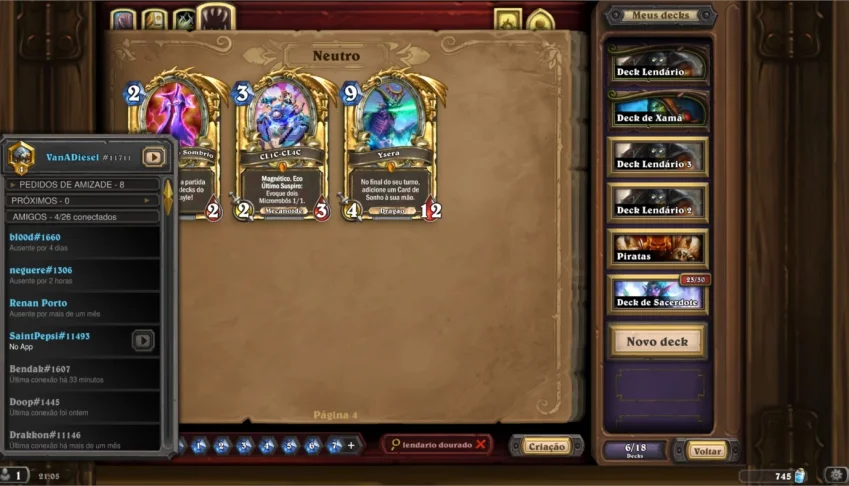Conta Hearthstone 3x Lendária Seguidas