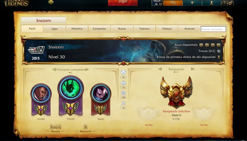 Vendo Conta LOL, Gold 5, diversas skins