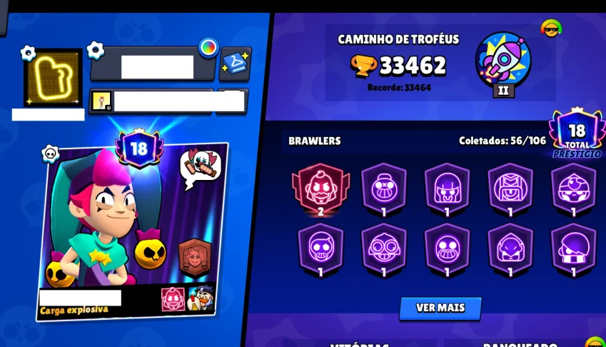 CONTA BRAWL STARS - 30000+ Trofeus - 56/106 Brawlers