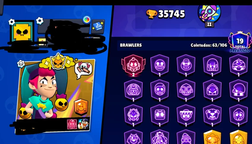 CONTA BRAWL STARS - 35000+ Trofeus - 63/106 Brawlers
