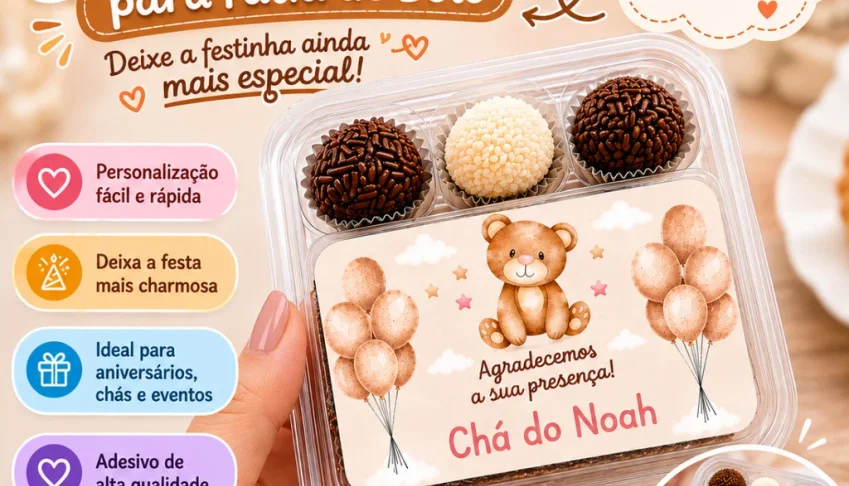 200 Adesivos Personalizados 6x4cm - Com Recorte