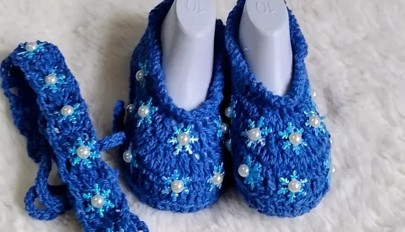 Kit Sapatinho e Faixa Azul com Estrelas