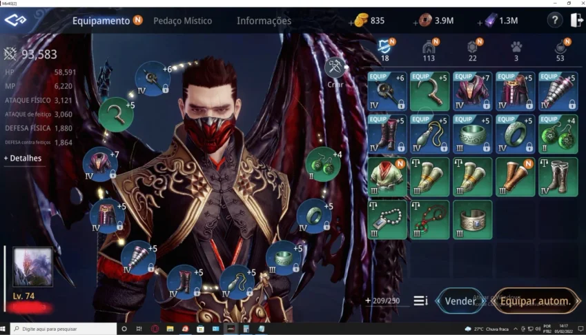 Mir4 / Lancer / lv 74 / 93.5k /2 escama 1 chifre heroico