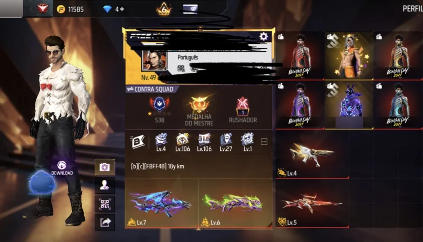 Conta Free Fire Prime 7 Muito Rara e gemada