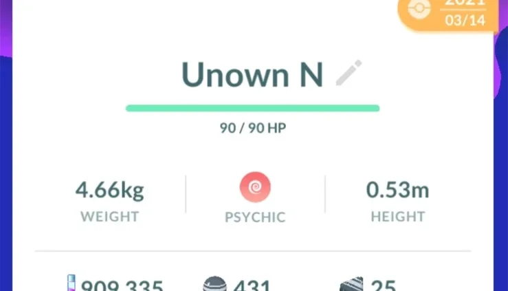 UNOWN Letra N - Vários Disponíveis - (Leia a Descrição)