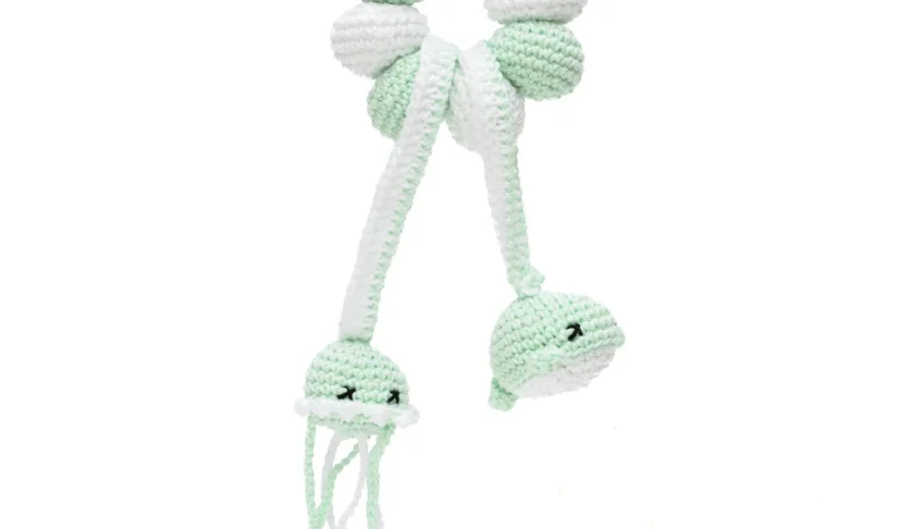 Chocalho de Bebê Amigurumi Crochê Verde